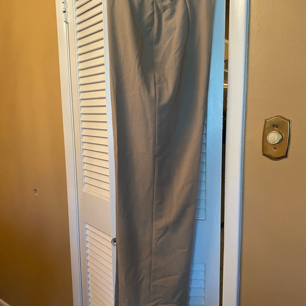 2 pair of east5th Secretly SLENDER slacks. One tan and one black pinstripe.